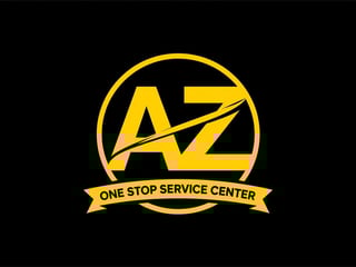 AZ yellow and black logo with circular design and One Stop Service Center banner on black background